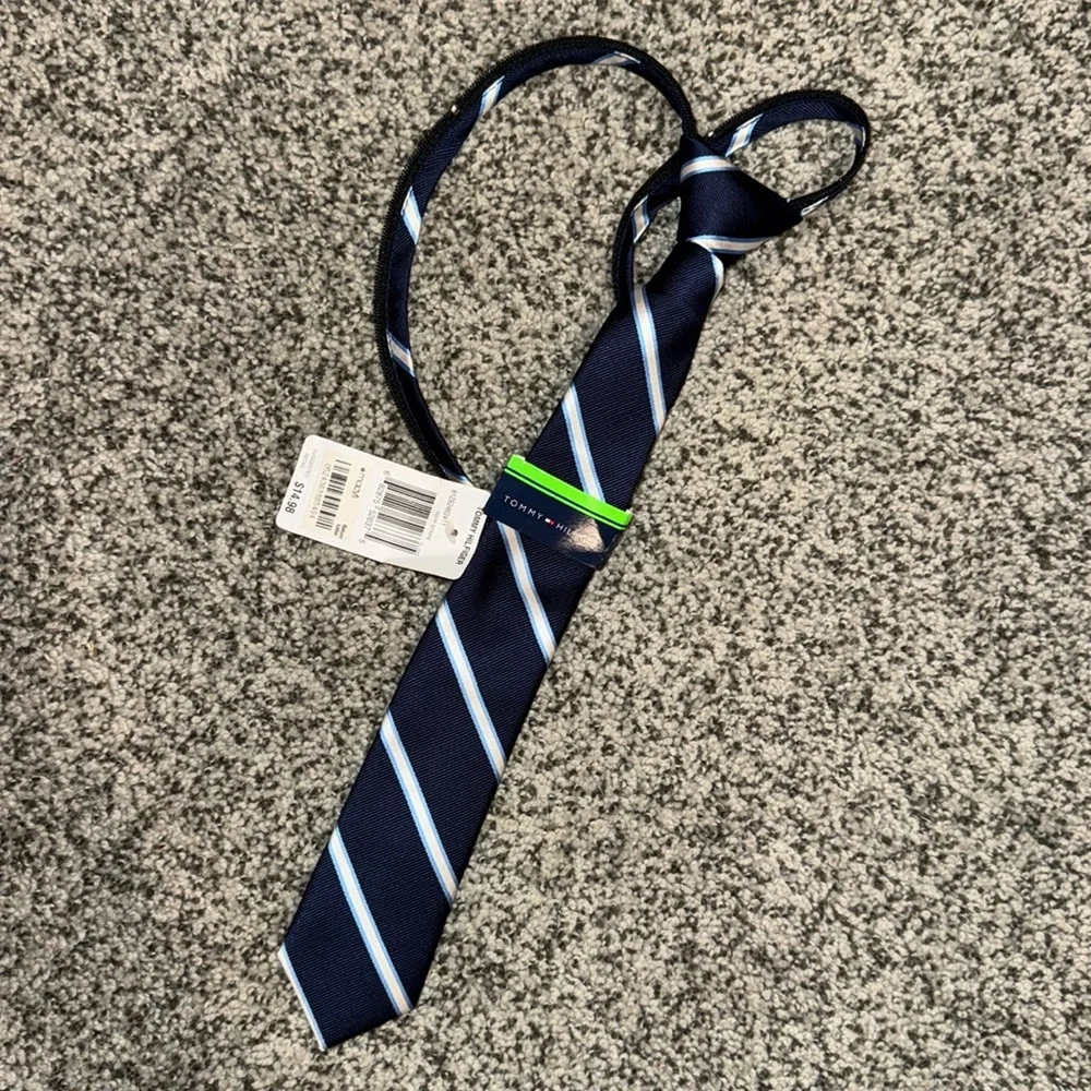 Boys navy stripe bow tie
